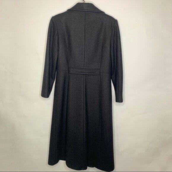 Vintage Black Double Breasted Long Wool Coat Sz M - Picture 2 of 8